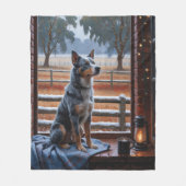 Australian Cattle With Christmas Lights Holiday フリースブランケット (正面)