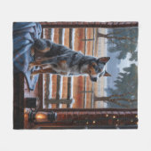 Australian Cattle With Christmas Lights Holiday フリースブランケット (正面(横))