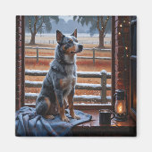 Australian Cattle With Christmas Lights Holiday マグネット (正面)