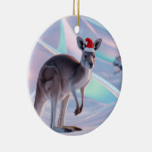Australian Christmas Kangaroo + Santa Hat Holiday セラミックオーナメント (右)
