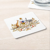 Australian Coat of Arms Your Text スクエアペーパーコースター (アングル)