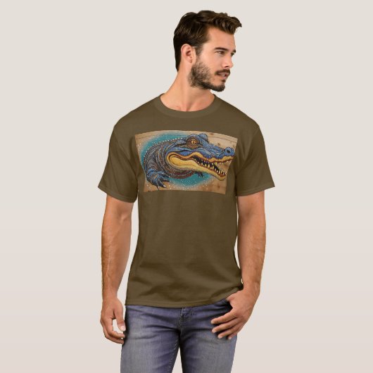 Australian Crocodile Art Design Tシャツ (正面フル)