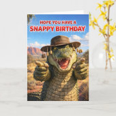 Australian crocodile greeting card カード (黄色い花)