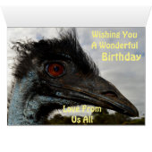 Australian Emu Closeアップ、誕生日・カード (内部横(下))