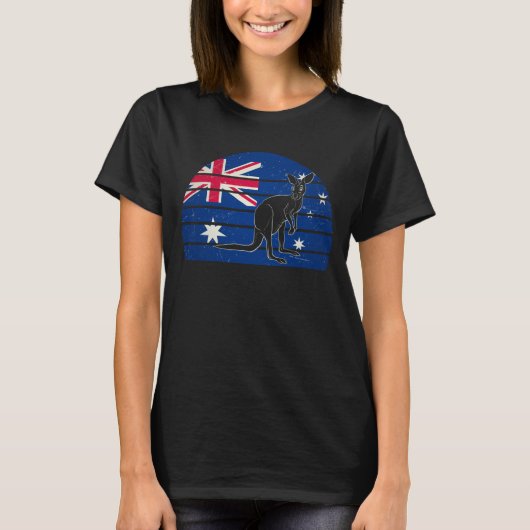 Australian Flag Kangaroo Australia Tee Tシャツ (正面)