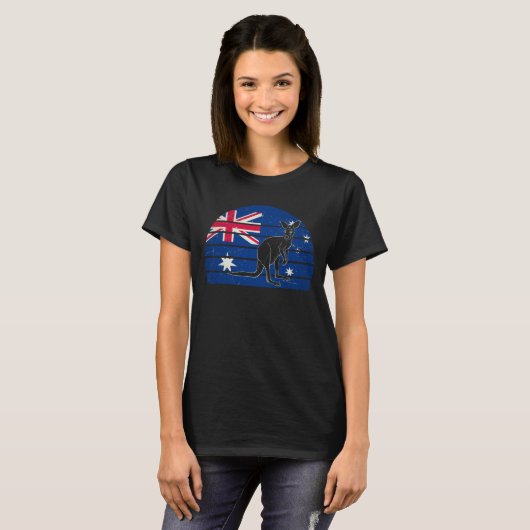 Australian Flag Kangaroo Australia Tee Tシャツ (正面フル)