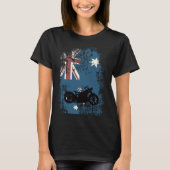 Australian Flag Motorcycle Biker Patriotic Distres Tシャツ (正面)