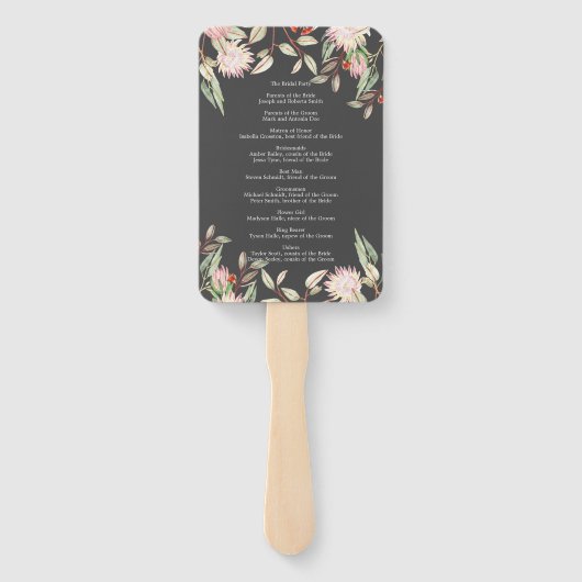 Australian Floral Rustic Wedding Gray Program ハンドファン (裏面)