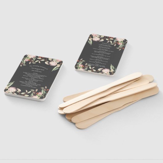 Australian Floral Rustic Wedding Gray Program ハンドファン (組立なし)