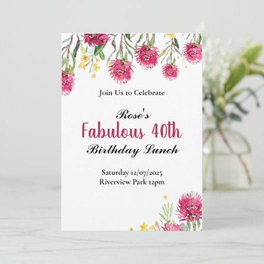 Australian Flower Birthday Invitation  招待状 (スタンド正面)