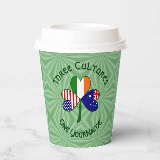 Australian Irish USA Shamrock Personalized Text 紙コップ (裏面)