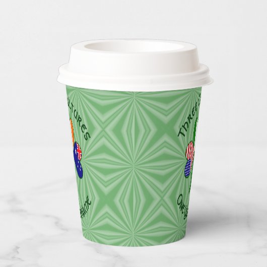 Australian Irish USA Shamrock Personalized Text 紙コップ (右)