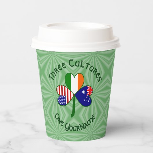 Australian Irish USA Shamrock Personalized Text 紙コップ (正面)