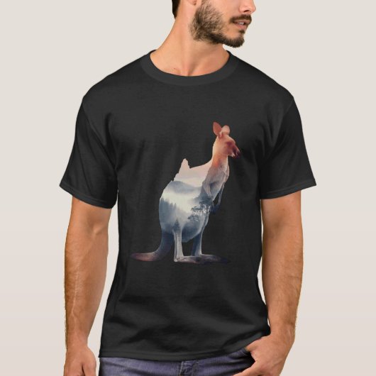 Australian Kangaroo Animal Art Portrait Wallaby Lo Tシャツ (正面)