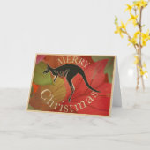 Australian Kangaroo Mery Crismas金ゴールド台本 カード (黄色い花)