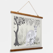 Australian Kangaroo with her baby Joey 吊り下げ型タペストリー (傾斜あり)
