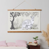 Australian Kangaroo with her baby Joey 吊り下げ型タペストリー (寝室)