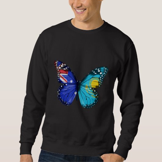 Australian Kazakhstani Flag Butterfly スウェットシャツ (正面)