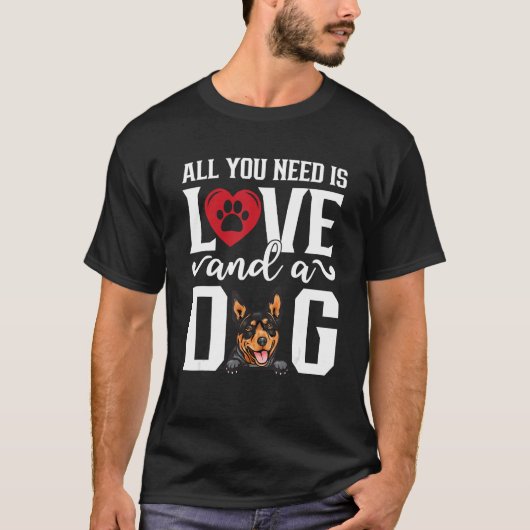Australian kelpie All You Need is Love And Dog Fat Tシャツ (正面)