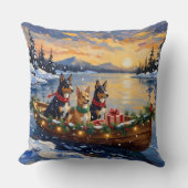 Australian Kelpie Christmas Boat Holiday クッション (正面)