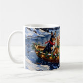 Australian Kelpie Christmas Boat Holiday コーヒーマグカップ (左)