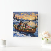 Australian Kelpie Christmas Boat Holiday スクエア壁時計 (ホーム)