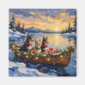 Australian Kelpie Christmas Boat Holiday マグネット (正面)