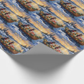 Australian Kelpie Christmas Boat Holiday ラッピングペーパー (角)