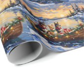 Australian Kelpie Christmas Boat Holiday ラッピングペーパー (ロールコーナー)