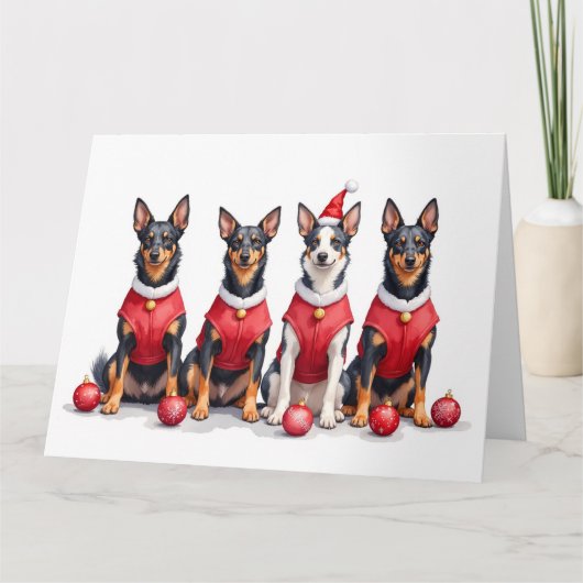 Australian Kelpie Christmas Dress Santa Hat カード (正面)