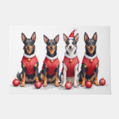 Australian Kelpie Christmas Dress Santa Hat ドアマット (正面)