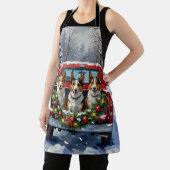 Australian Kelpie Christmas Red Truck Holiday エプロン (インサイチュ)