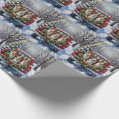 Australian Kelpie Christmas Red Truck Holiday ラッピングペーパー (角)