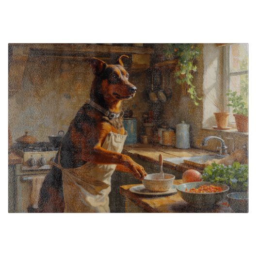 Australian Kelpie Cooking in Kitchen カッティングボード (正面)