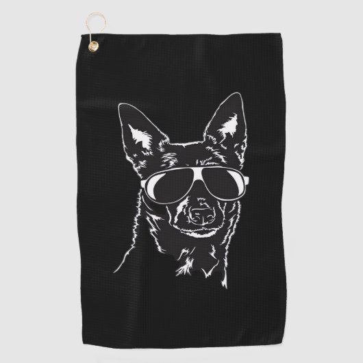 Australian Kelpie cool dog sunglasses Classic T-Sh ゴルフタオル (正面)