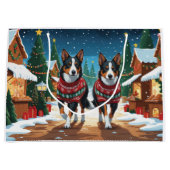 Australian Kelpie Dogs Christmas Snow Holiday ラージペーパーバッグ (正面)