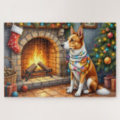 Australian Kelpie Fireplace with Christmas Lights ジグソーパズル (横)