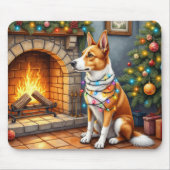 Australian Kelpie Fireplace with Christmas Lights マウスパッド (正面)