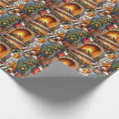 Australian Kelpie Fireplace with Christmas Lights ラッピングペーパー (角)