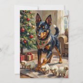 Australian Kelpie Herding Christmas Art シーズンカード (正面)