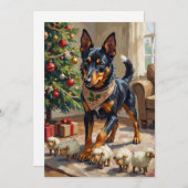 Australian Kelpie Herding Christmas Art シーズンカード (正面/裏面)