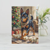 Australian Kelpie Herding Christmas Art シーズンカード (スタンド正面)