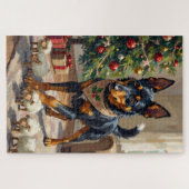 Australian Kelpie Herding Christmas Art ジグソーパズル (横)