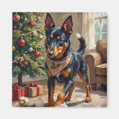Australian Kelpie Herding Christmas Art マグネット (正面)