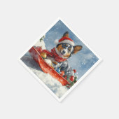 Australian Kelpie in Sledge Let it Snow クリスマス スタンダードカクテルナプキン (角)