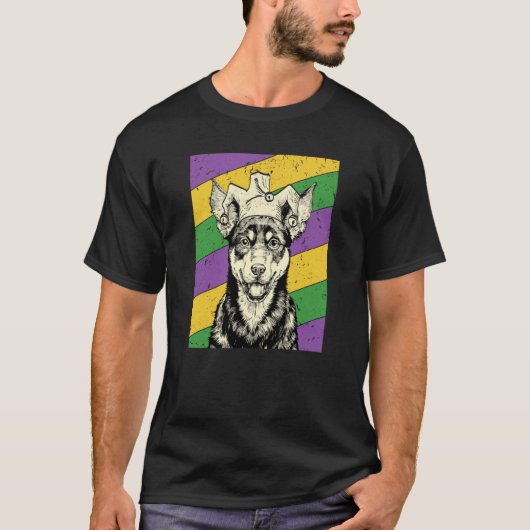 Australian Kelpie Jester Mardi Gras Dog Mom or Dad Tシャツ (正面)