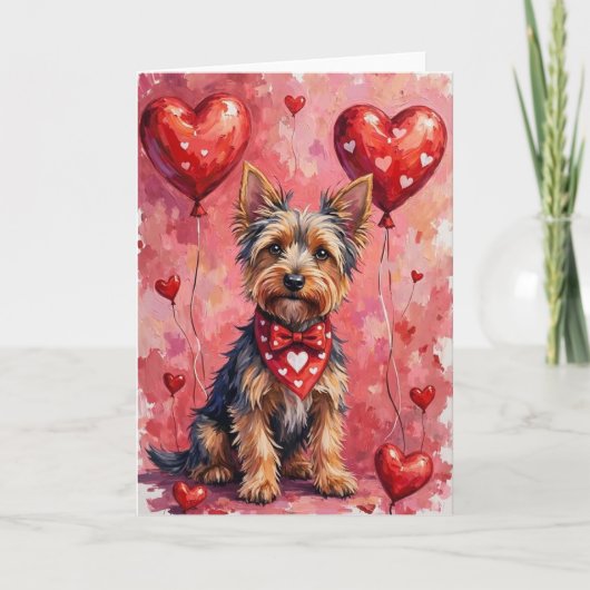 Australian Kelpie Valentine’s Day Dog with Hearts  カード (正面)