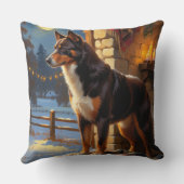 Australian Kelpie With Christmas Lights Holiday クッション (裏面)