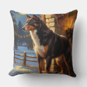 Australian Kelpie With Christmas Lights Holiday クッション (正面)