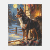 Australian Kelpie With Christmas Lights Holiday フリースブランケット (正面)